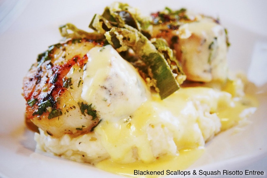 Nirvana Grille - Blackened Scallops & Squash Risotto Entree